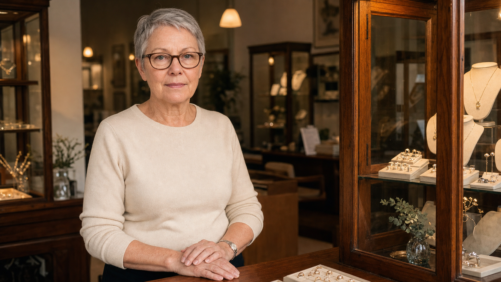 Vera inside her jewelry shop